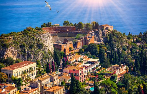 The beautiful Teatro Antico amphitheater in Taormina, Sicily