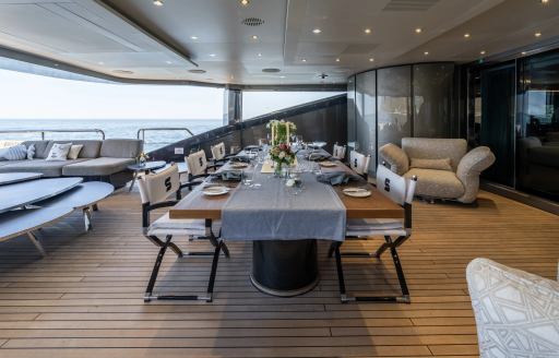 Superyacht charter SALT alfresco dining area