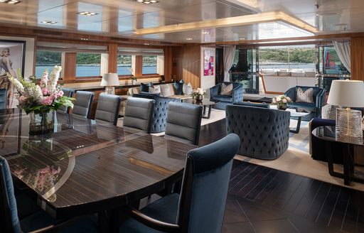Charter yacht TALEYA interiors with dining area