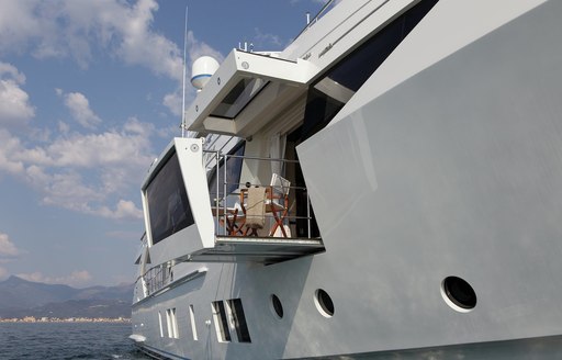 A retractable balcony attached to superyacht SKYLER