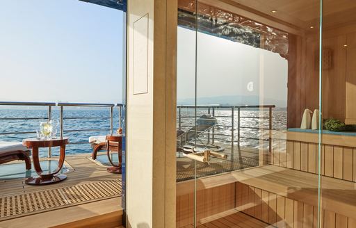 Side balconies on luxury yacht TIS