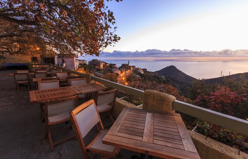 Restaurant with terrace overlooking the sea in the South of France