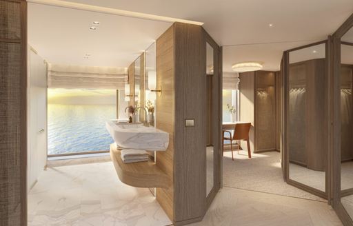 Master cabin ensuite and private study onboard charter yacht SEAWOLF X