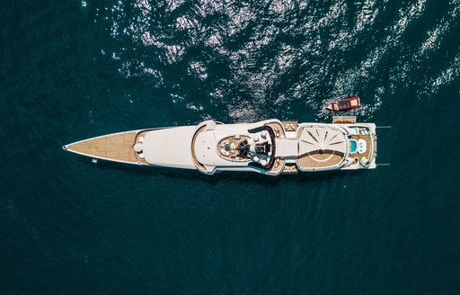 Charter yacht Lady S from Feadship at anchor in the Mediterranean