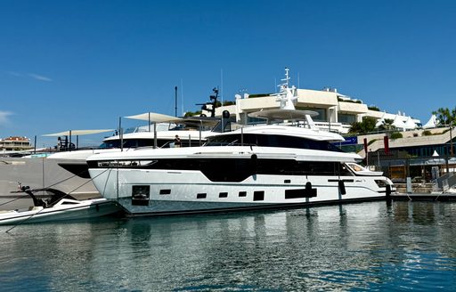 Charter yacht berthed at Cannes Yachting Festival