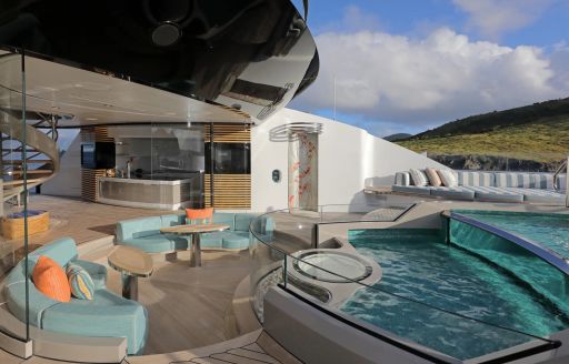 Luxury yacht charter WHISPER pool and exterior seating