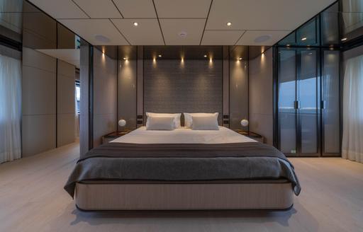 Double berth in center of cabin onboard charter yacht CANOE CANOE