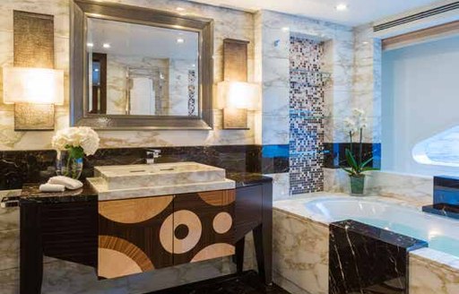 Marble bathroom on W motor yacht