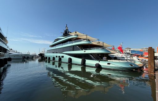 Charter yacht KENSHO aft view at Palm Beach International Boat Show