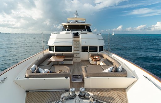 Sundeck on charter yacht NOMADA with comfy seating