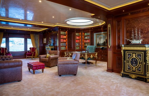 Spacious study with armchairs onboard charter yacht BLACK PEARL