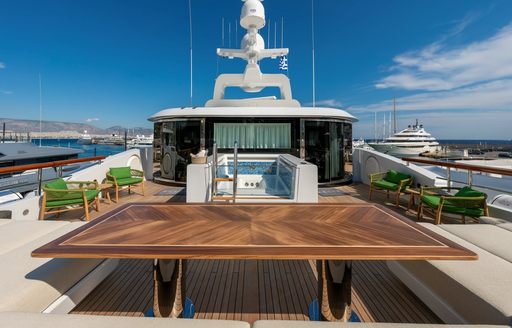 Charter yacht AELIA exterior deck space with table