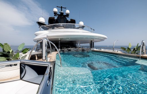 Swimming pool onboard charter yacht KISMET