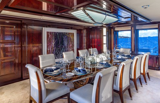 Superyacht charter ROCK.IT interior dining area