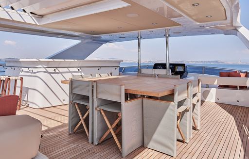 Super yacht charter ONE ZERO alfresco dining option