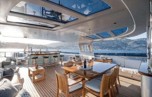 Super yacht charter AURA sun deck overview