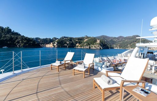 Sundeck aft on board charter yacht REVELRY