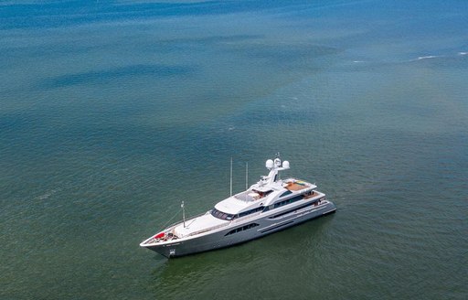 feadship superyacht W at aerial view while at anchor in the North Sea