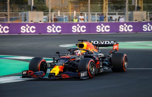 Formula 1 car in action at Saudi Arabia Grand Prix