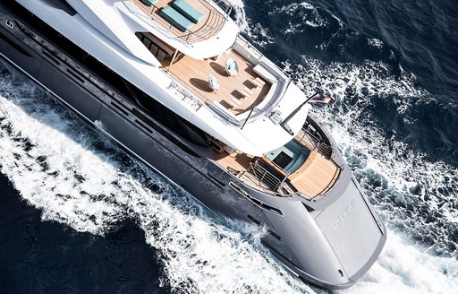 Superyacht UTOPIA IV aerial shot of aft deck