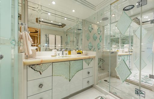 Charter yacht I LOVE THIS BOAT ensuite with large sink unit and shower cubicle