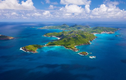 Sprawling islands in the Caribbean, viewed from air