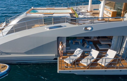beach club with sea terraces on luxury yacht tatiana