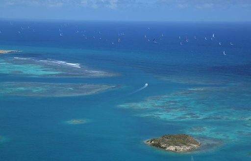 view from Shirley Heights of the start of the RORC Caribbean 600 