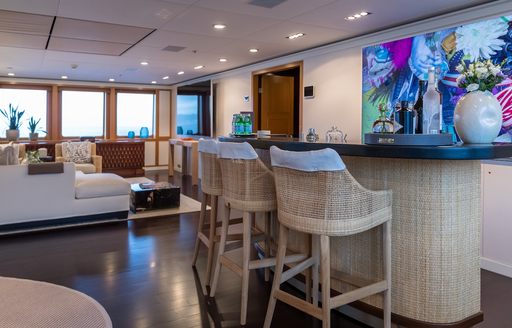 Superyacht charter HBC interior wet bar