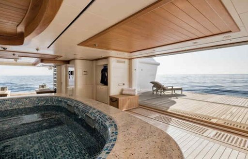 Overview of the beach club onboard charter yacht TATOOSH