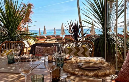 Tiki Beach St Tropez beachfront dining area