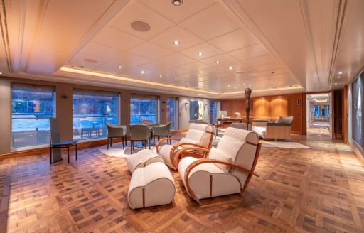 Interior seating onboard charter yacht CARINTHIA VII