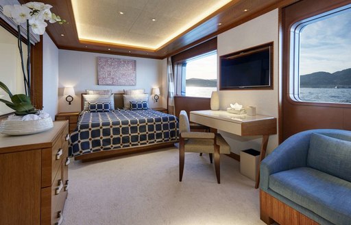 The styling of the staterooms found on board Feadship luxury yacht SYMPHONY