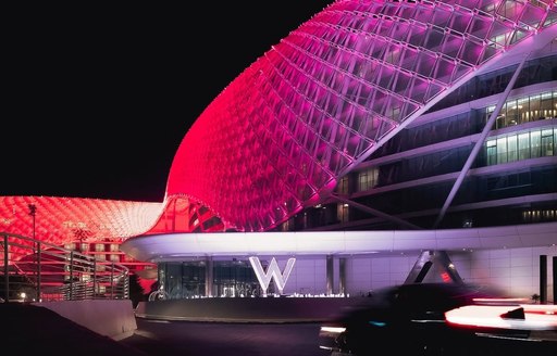 W Abu Dhabi hotel exterior, night