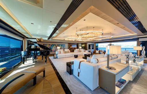 Main salon on board charter yacht PROJECT X