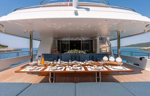 Charter yacht TIREA exterior dining area