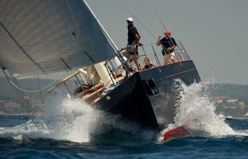 sailing yacht ATALANTE cuts through the water on a luxury yacht charter