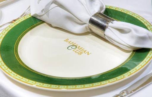Plate and napkin place setting at the BAHAMIAN CLUB