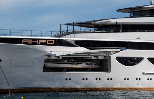 luxury charter yacht AHPO revealing tender at Monaco Yacht Show