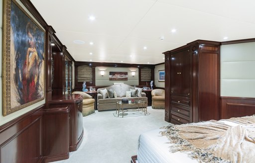 large master suite with lounge area on board superyacht STARSHIP 