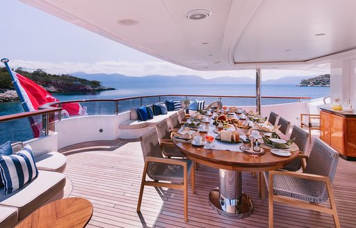 Charter yacht DILARA exterior dining table