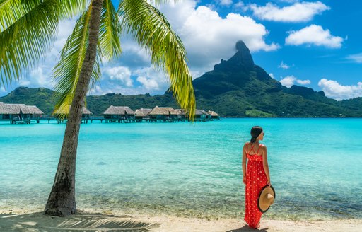 lady on beach in French Poynesia