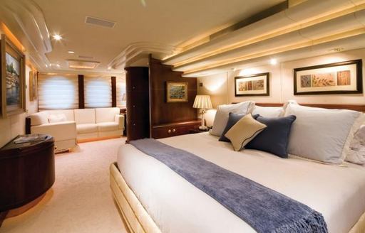 The master cabin of luxury yacht Never Enough