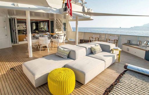 Aft deck social area on charter yacht ZULU