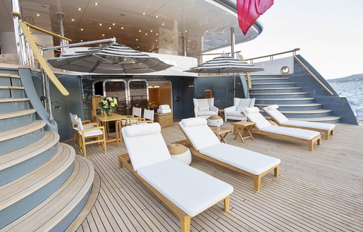 Beach club onboard charter yacht BOADICEA