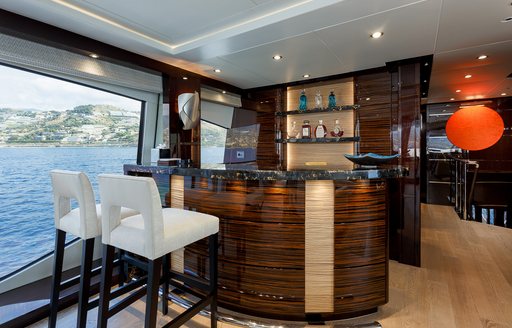 Sky lounge bar on board charter yacht No. 9