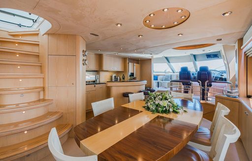 formal dining area in the main salon on board motor yacht ‘Excelerate Z’ 