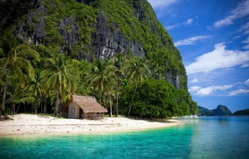 A small hut on an island in the Philippines in Southeast Asia