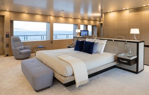 Master cabin on board charter yacht BOLD