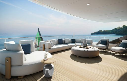 Outdoor lounging area on board charter yacht NORTHERN ESCAPE